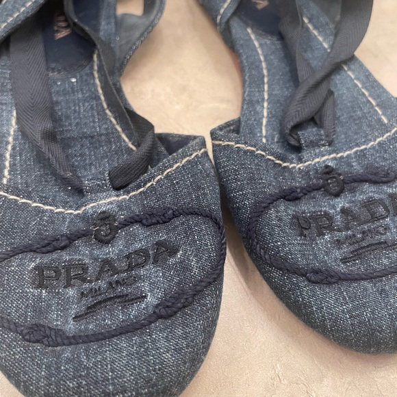 GORGEOUS Prada Blue Denim Lace Up Platform - Picture 2 of 5